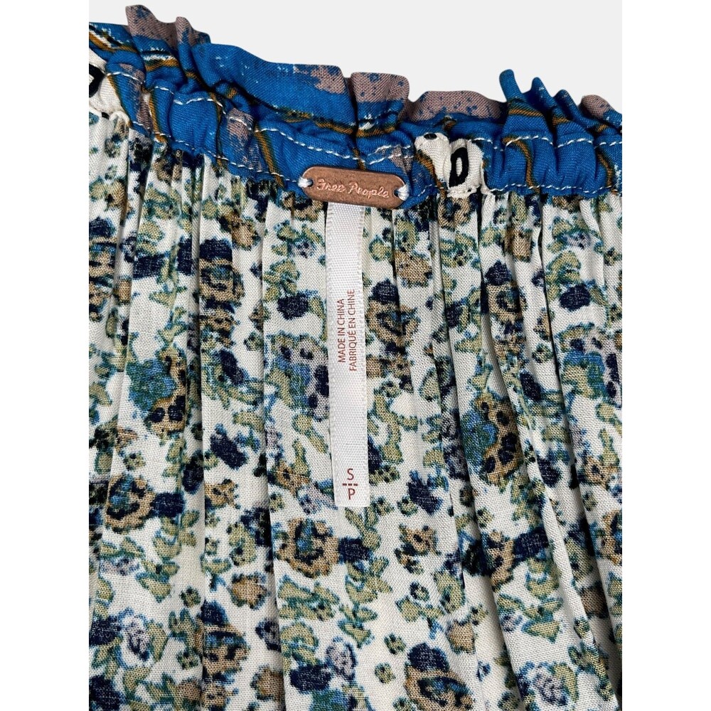 Free People Happy Feelings Maxi Dress Boho Prairie Floral Tassels Border Print S - Picture 14 of 16